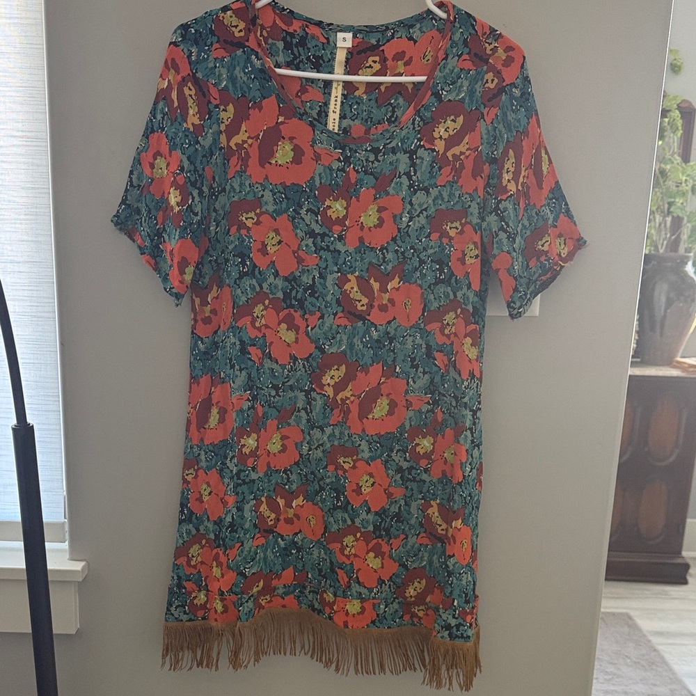 Uncle Frank Multicolor Floral Dress with Fringe